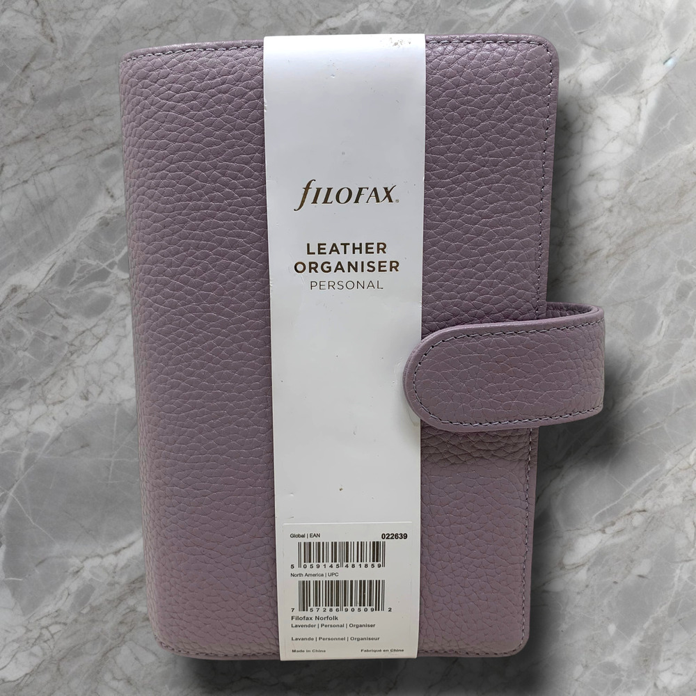 NEW Filofax Norfolk Lavender Genuine Leather Ring Agenda Organiser w/Inserts